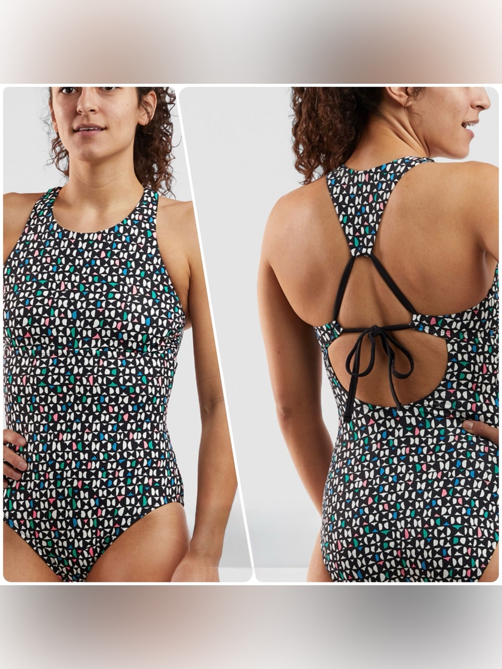 Title Nine Selkie High Neck One Piece Swimsuit Full Coverage Sporty Size Large